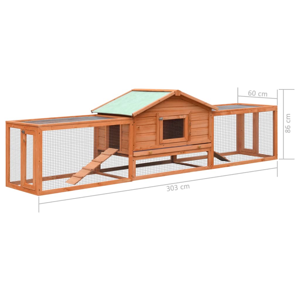 vidaXL Solid Pine & Fir Wood Rabbit Hutch Wooden Rabbit House Multi Colors