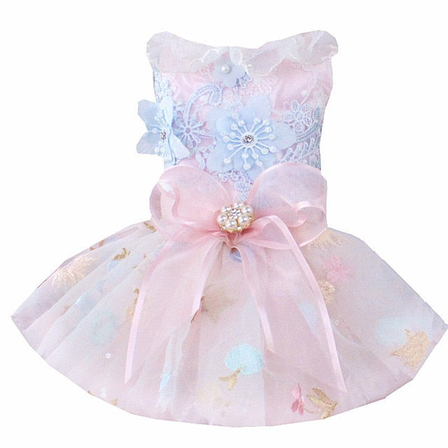 Luxury Dogs Weeding Dress Embroidery Lace Tutu Weeding Skirt Summer For Wedding Party Clothes H8-2