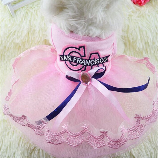 Summer Dog Dress Tullle Dress Pet Dog Clothes For Small Dog Party Wedding Bowknot Dog Dress Puppy Costume Spring Pet Clothes