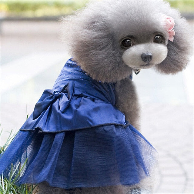 Summer Dog Dress Tullle Dress Pet Dog Clothes For Small Dog Party Wedding Bowknot Dog Dress Puppy Costume Spring Pet Clothes