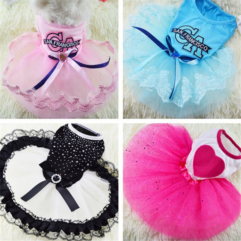 Summer Dog Dress Tullle Dress Pet Dog Clothes For Small Dog Party Wedding Bowknot Dog Dress Puppy Costume Spring Pet Clothes